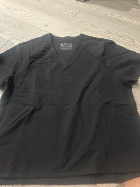 Figs Black V-Neck Medical Top